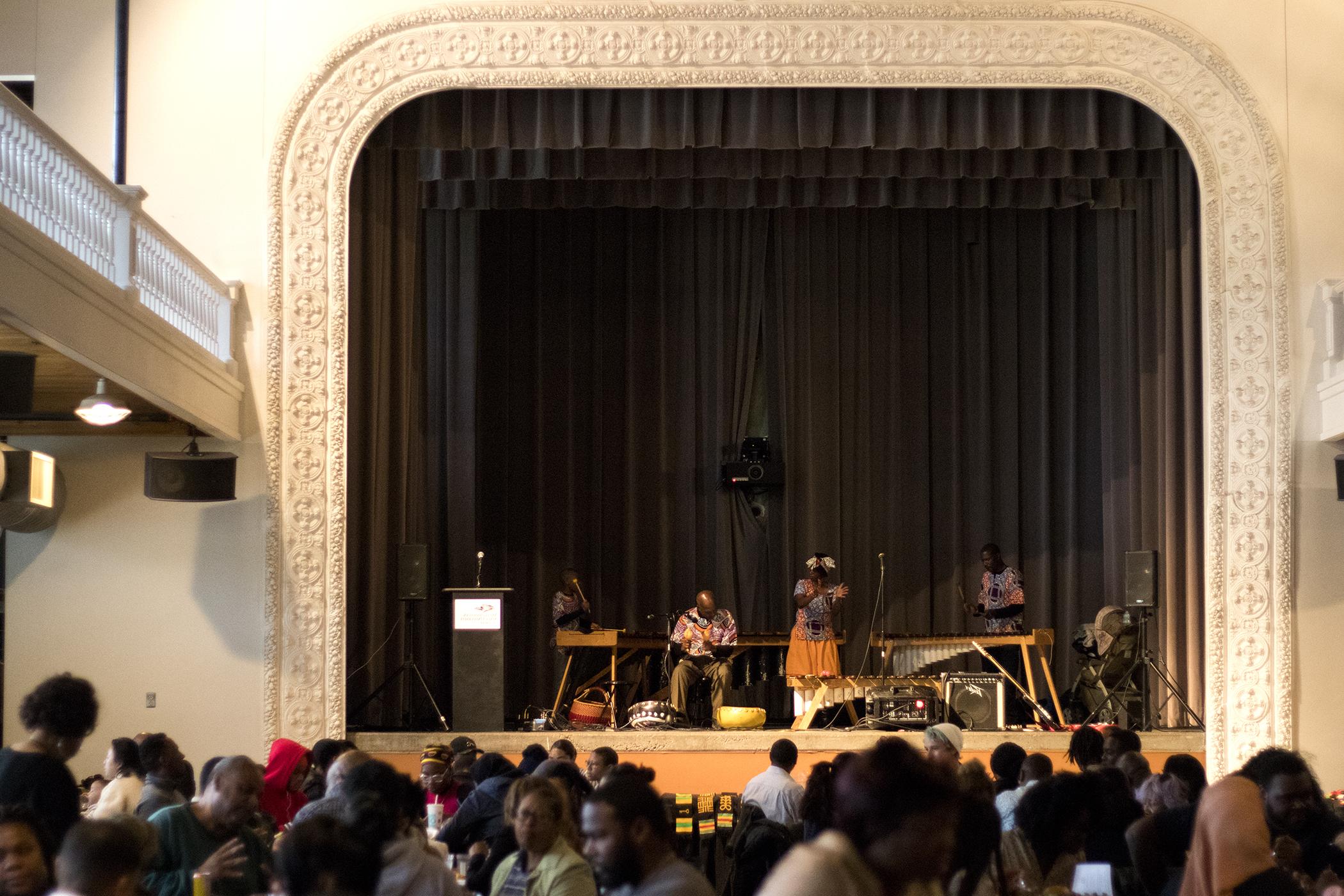 An overview of the stage at the specialty ceremony